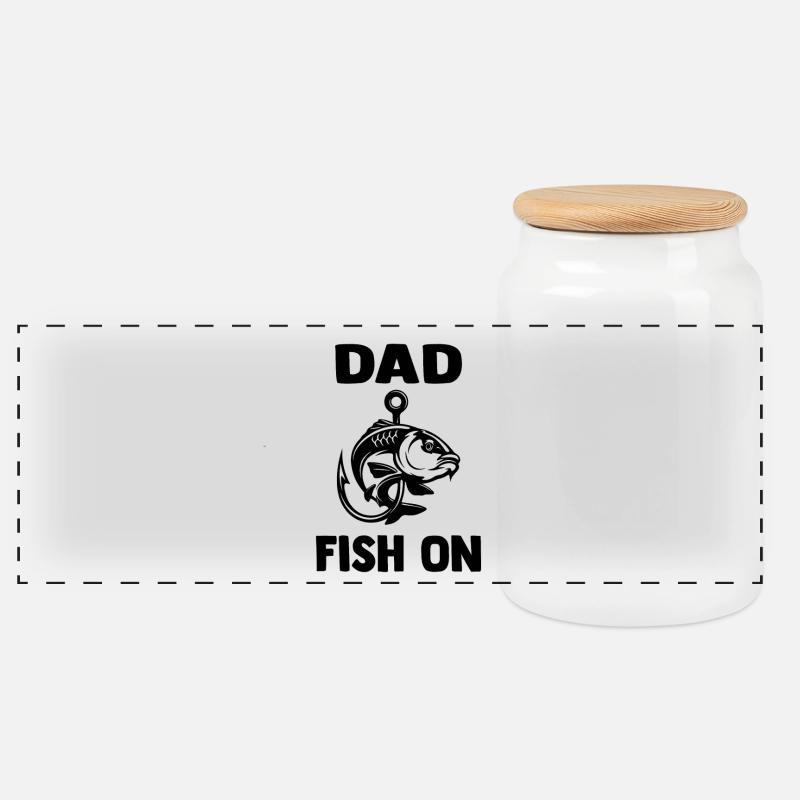 dad_fish_on - Panorama Keksdose mit Holzdeckel - Weiß