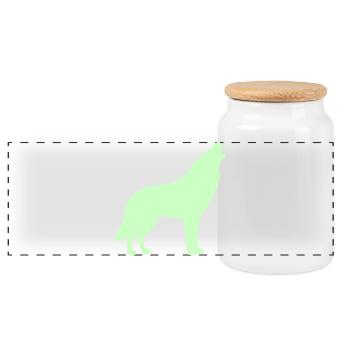 Silhouette de loup vert néon - Boîte à biscuits avec couvercle en bois - blanc - Devant