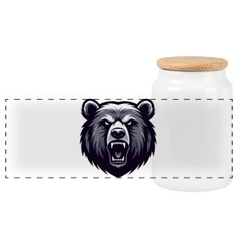 Ours Rugissant – Grizzli sauvage - Boîte à biscuits avec couvercle en bois - blanc - Devant