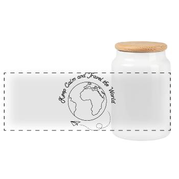 Restez calmes et voyagez à travers le monde - Boîte à biscuits avec couvercle en bois - blanc - Devant