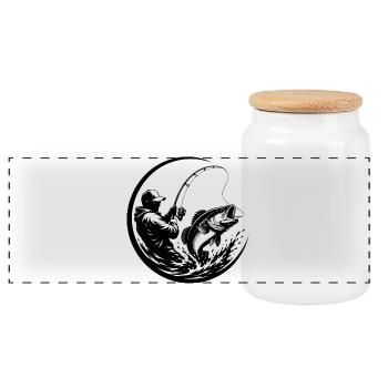 Angler - Panoramic Cookie Jar with Wooden Lid - white - Front
