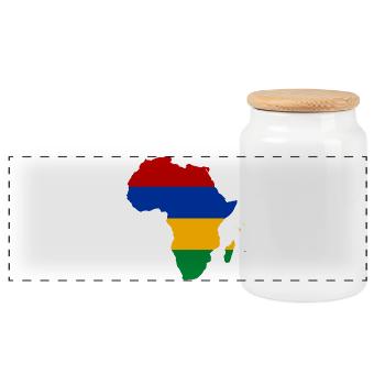 Mauritius_Flagge_Afrika - Panoramic Cookie Jar with Wooden Lid - white - Front