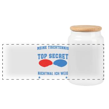 Meine tischtennis Technik Is Top Secret - Panorama Keksdose mit Holzdeckel - Weiß - Vorne