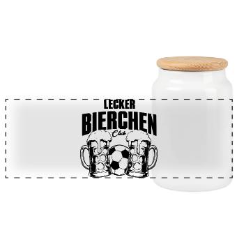 Lecker Bierchen Club Maßkrug Fußball Edition - Panorama Keksdose mit Holzdeckel - Weiß - Vorne