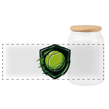 Bouclier de tennis dans le style dynamique - Boîte à biscuits avec couvercle en bois - blanc - Devant