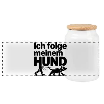 Ich Folge Meinem Hund - Panorama Keksdose mit Holzdeckel - Weiß - Vorne