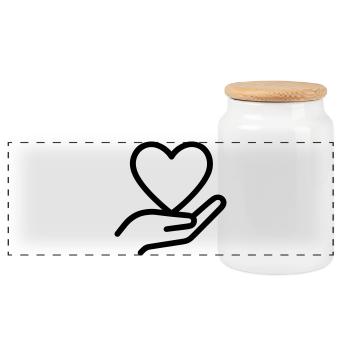 Main coeur - Boîte à biscuits avec couvercle en bois - blanc - Devant