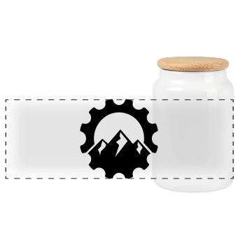 Kettenblatt Berg – MTB Bike Logo - Panorama Keksdose mit Holzdeckel - Weiß - Vorne