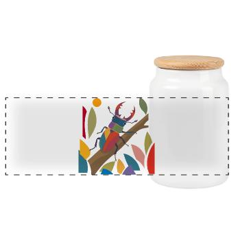 Scarabée cerf coloré dans le style nature - Boîte à biscuits avec couvercle en bois - blanc - Devant