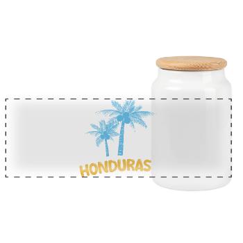 Honduras als Palmen - Panorama Keksdose mit Holzdeckel - Weiß - Vorne