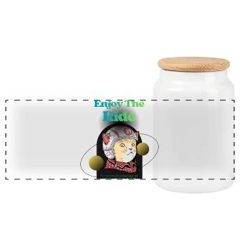 Enjoy the ride: Pilot chat - Panoramic Cookie Jar with Wooden Lid - white - Front