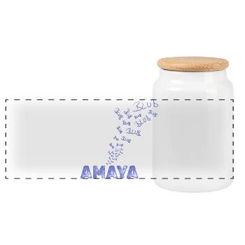 Geschenk für Amaya - Panorama Keksdose mit Holzdeckel - Weiß - Vorne
