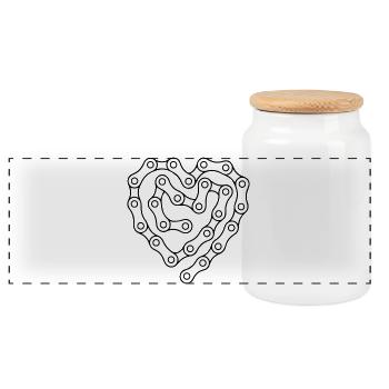 Chaîne de vélo Vélo Amour de cœur - Boîte à biscuits avec couvercle en bois - blanc - Devant