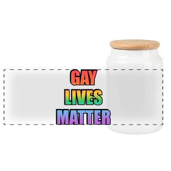 Gay Lives Matter Regenbogen-Tee - Panorama Keksdose mit Holzdeckel - Weiß - Vorne