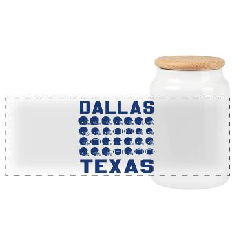 Dallas Texas Football Helmets Pattern - Panoramic Cookie Jar with Wooden Lid - white - Front