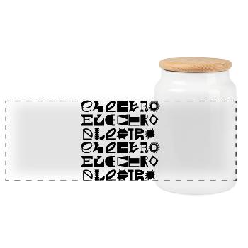 Conception de logo typographique de musique électro - Boîte à biscuits avec couvercle en bois - blanc - Devant