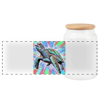 turtle - Panoramic Cookie Jar with Wooden Lid - white - Front