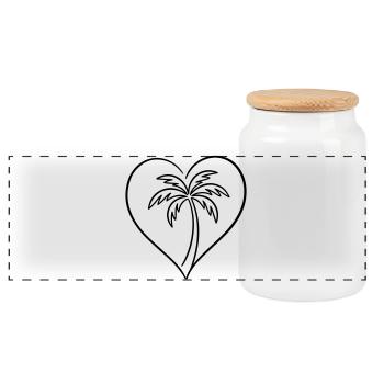 Palme Herz Liebe - Panorama Keksdose mit Holzdeckel - Weiß - Vorne