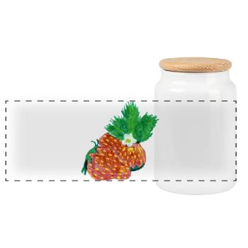 Art de la fraise - Boîte à biscuits avec couvercle en bois - blanc - Devant