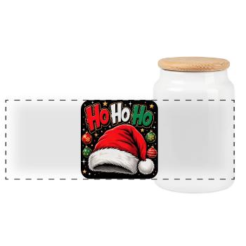 HoHoHo Santa Style - Panoramic Cookie Jar with Wooden Lid - white - Front