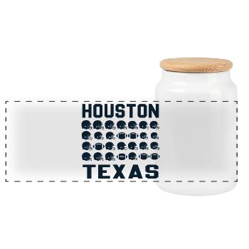 Texas Football Grid mit Helmen - Panorama Keksdose mit Holzdeckel - Weiß - Vorne