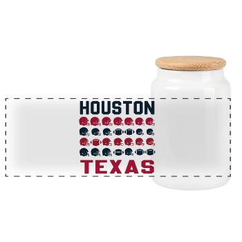 Houston Texas Retro Football - Panorama Keksdose mit Holzdeckel - Weiß - Vorne
