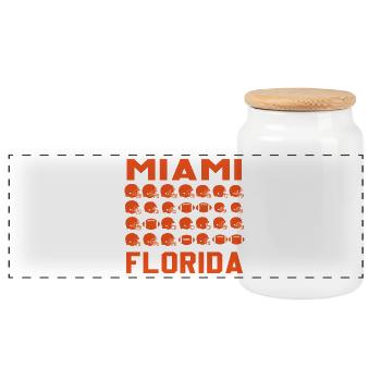 Miami Florida Football-Grid - Panorama Keksdose mit Holzdeckel - Weiß - Vorne
