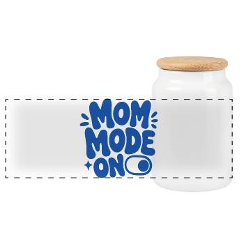 Mom Mode On Funny Mom Saying - Panoramic Cookie Jar with Wooden Lid - white - Front