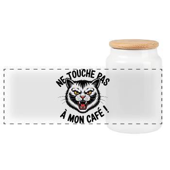 Ne touche pas à mon café ! - Boîte à biscuits avec couvercle en bois - blanc - Devant