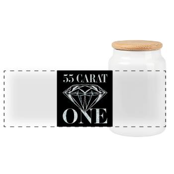 55 Carat One Diamond Design - Panoramic Cookie Jar with Wooden Lid - white - Front