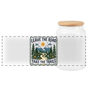 Quittez la route Prenez les sentiers floraux - Boîte à biscuits avec couvercle en bois - blanc - Devant