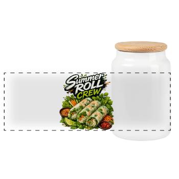 Summer Roll Crew Vietnamese Food Lover Design - Panorama Keksdose mit Holzdeckel - Weiß - Vorne