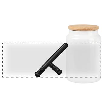 Dunkler Schlagstock Grafik - Panorama Keksdose mit Holzdeckel - Weiß - Vorne
