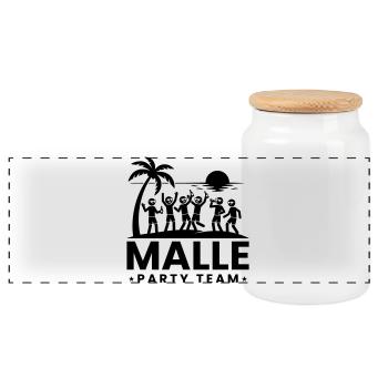 Malle Party Team Holiday - Panoramic Cookie Jar with Wooden Lid - white - Front