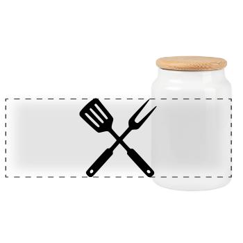 Grillbesteck BBQ Grillmeister Foodtruck Crew - Panorama Keksdose mit Holzdeckel - Weiß - Vorne