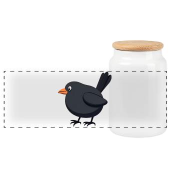 oiseau merle noir - Boîte à biscuits avec couvercle en bois - blanc - Devant