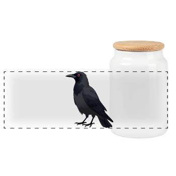 Raven - Panoramic Cookie Jar with Wooden Lid - white - Front