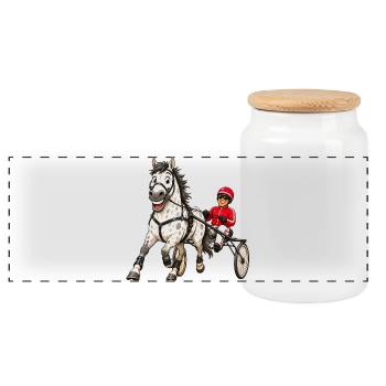 Trotter funny - Panoramic Cookie Jar with Wooden Lid - white - Front