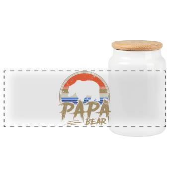 Papa Bear Retro Geschenk Vater Vatertag - Panorama Keksdose mit Holzdeckel - Weiß - Vorne
