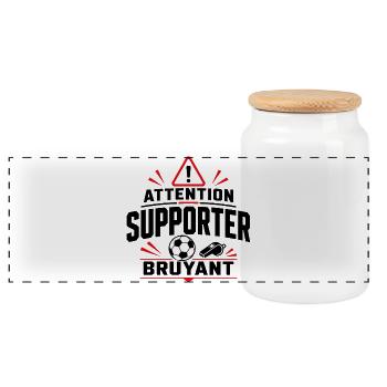 Attention Supporter Bruyant - Foot Humour - Boîte à biscuits avec couvercle en bois - blanc - Devant