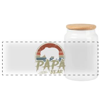 Papa Bear Retro Geschenk Vater Vatertag - Panorama Keksdose mit Holzdeckel - Weiß - Vorne