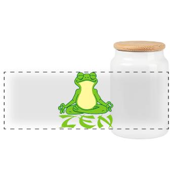 Zen-Frosch macht Yoga - Panorama Keksdose mit Holzdeckel - Weiß - Vorne
