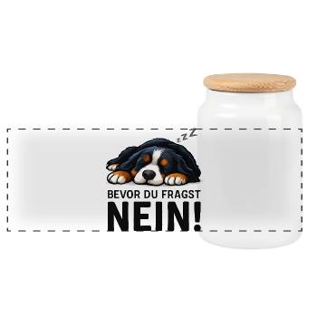 Berner Sennenhund Spruch Hundehalter Hunde Humor - Panorama Keksdose mit Holzdeckel - Weiß - Vorne