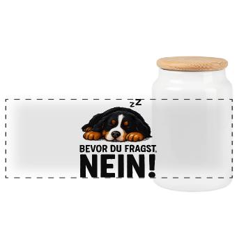 Berner Sennenhund Spruch Hundehalter Hunde Humor - Panorama Keksdose mit Holzdeckel - Weiß - Vorne