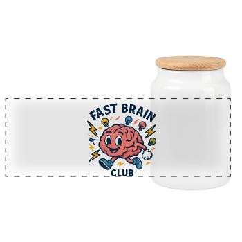 Fast Mind Club - Panoramic Cookie Jar with Wooden Lid - white - Front