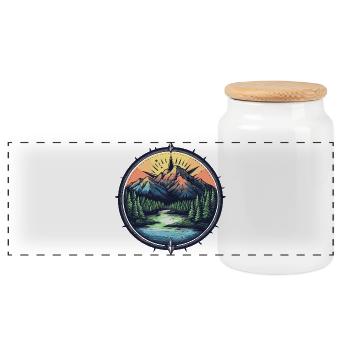 Boussole de montagne - Boîte à biscuits avec couvercle en bois - blanc - Devant