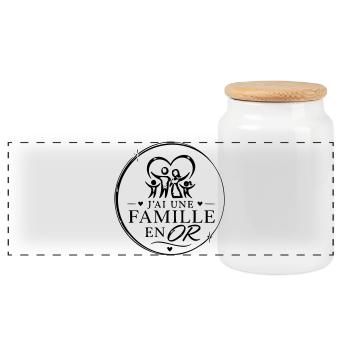 famille en or - Boîte à biscuits avec couvercle en bois - blanc - Devant