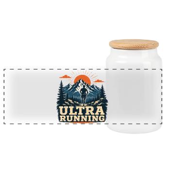Ultra course à pied - Boîte à biscuits avec couvercle en bois - blanc - Devant