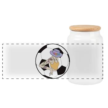 Soccer Girl - Panoramic Cookie Jar with Wooden Lid - white - Front