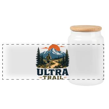 Trail Running - Ultra Trail - Panoramic Cookie Jar with Wooden Lid - white - Front